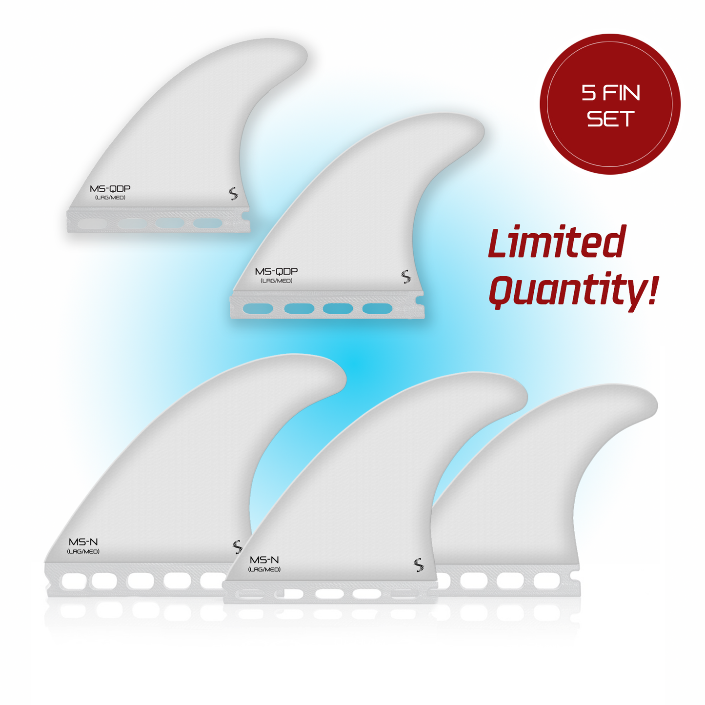 Momentum Series - 5 Fin Set (MS-N + MS-QDP Pivot Quad Rears Template)