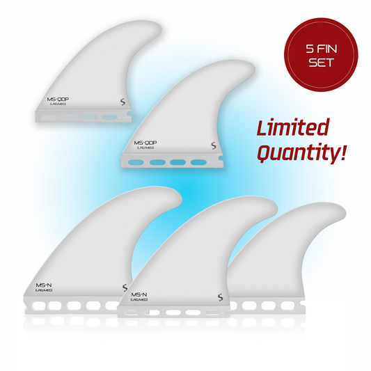 Momentum Series - NEW Limited Edition - White - 5 Fin Set (MS-N + MS-QDP Pivot Quad Rears Template)
